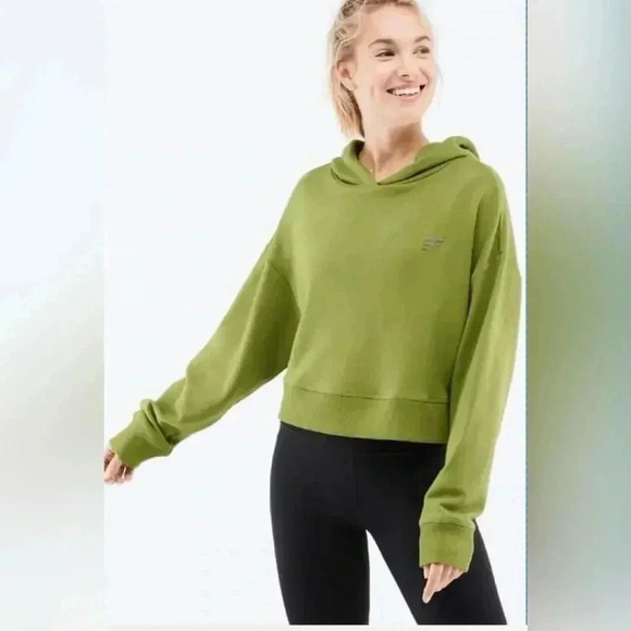 Fabletics Tops - Fabletics Green Pullover Cropped Cindy Hoodie Size XL